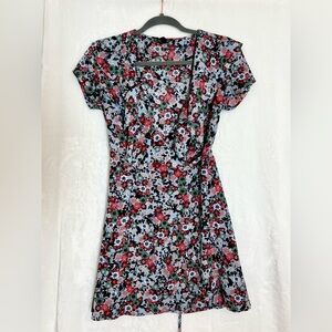 Floral Print Women's Wrap Around Tie Dress